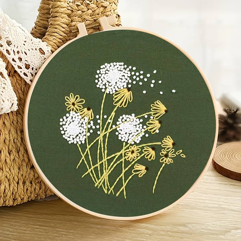 1set Simple DIY Floral Embroidery Kit, Handmade Embroidery Material Set,  For Adults Kids Beginners Lovers, Embroidery Art Craft, Halloween Christmas  N